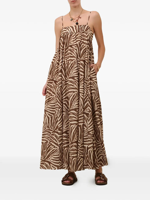 Wanderlust zebra-print midi dress