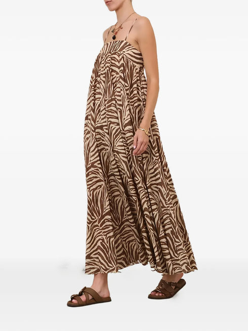 Wanderlust zebra-print midi dress