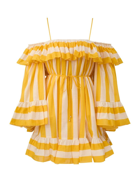 Daylight ruffled striped mini dress