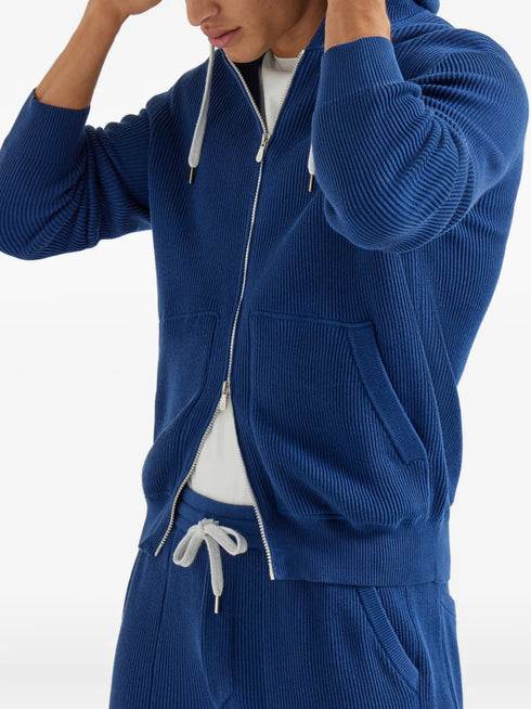 ribbed-knit hoodie