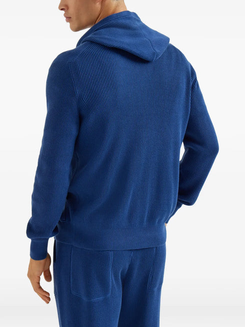 ribbed-knit hoodie