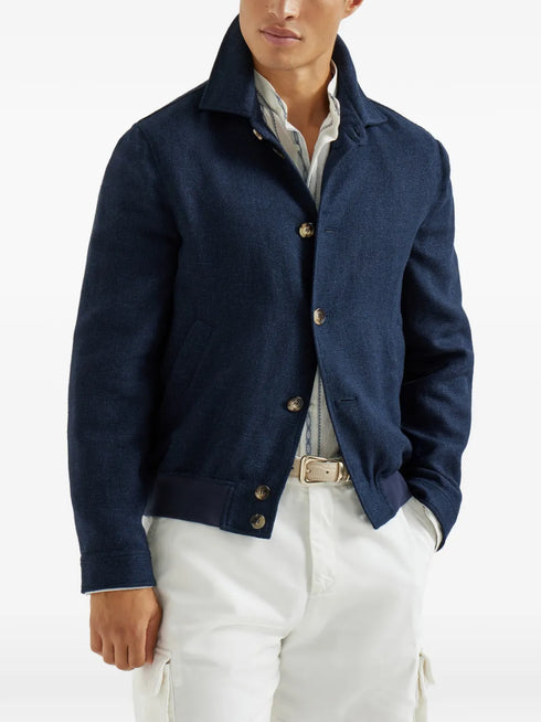 button hopsack shirt jacket