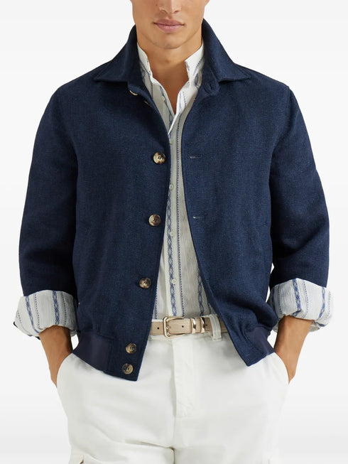 button hopsack shirt jacket