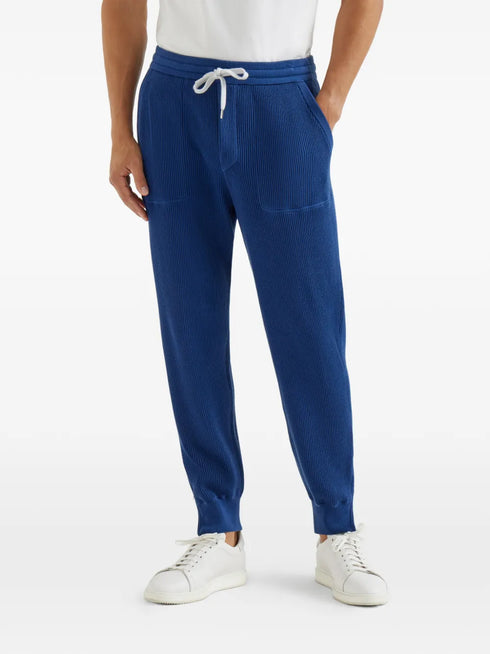 ribbed-knit track pants