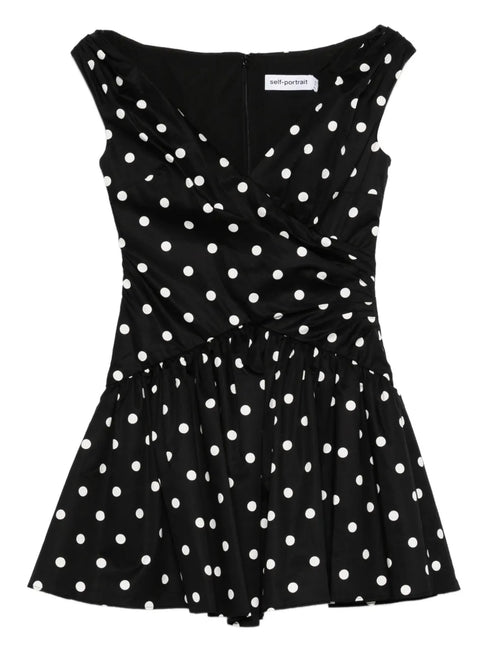 polka-dot V-neck mini dress