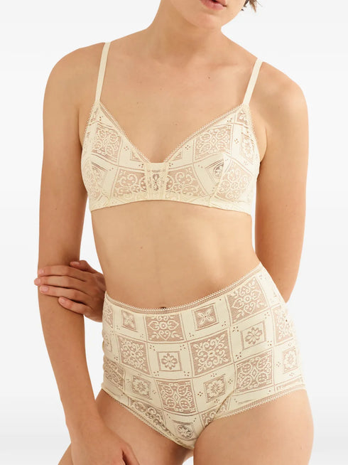 Mosaic wireless triangle bra