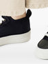 knit suede-panel sneakers