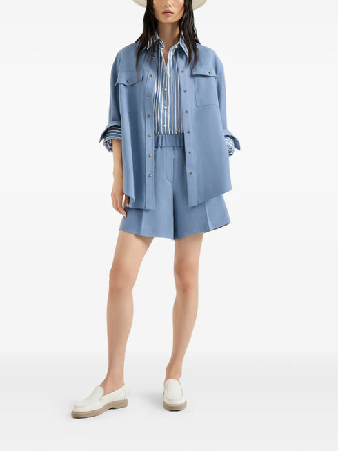 viscose and linen fluid twill baggy shorts