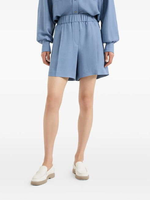 viscose and linen fluid twill baggy shorts