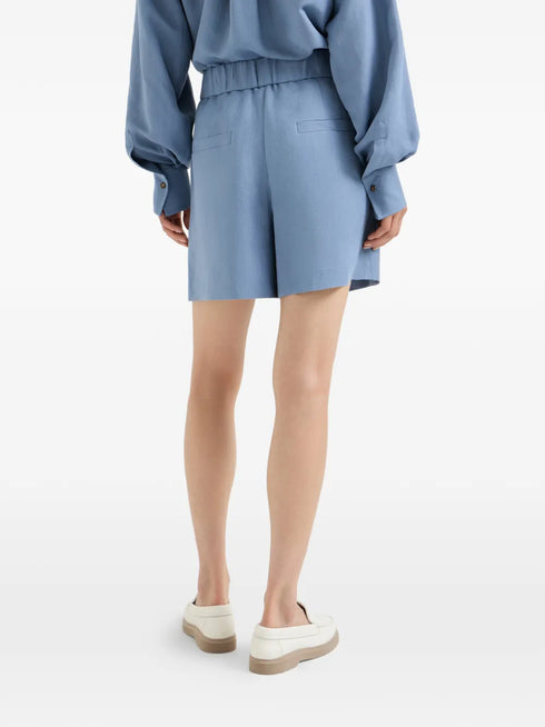 viscose and linen fluid twill baggy shorts