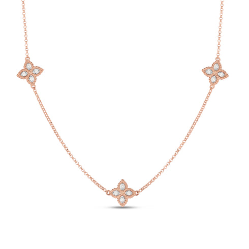 18kt rose gold Princess Flower diamond necklace