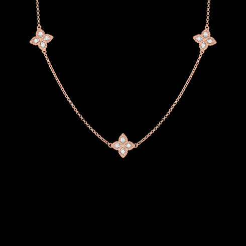 18kt rose gold Princess Flower diamond necklace
