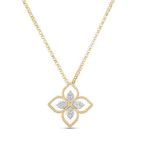18kt yellow gold Princess Flower Dubai diamond necklace