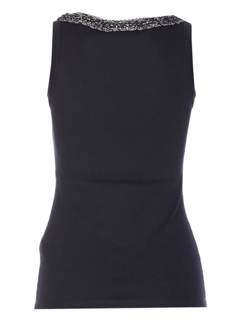crew-neck embellished-trim tank top