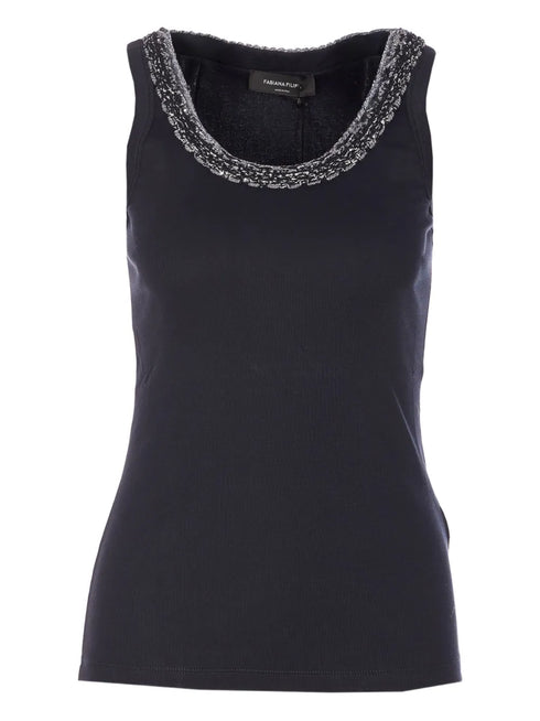crew-neck embellished-trim tank top