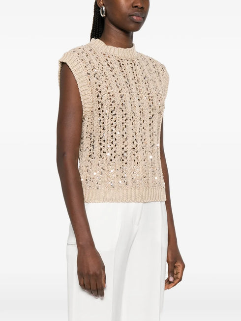 sequin-embellished vest