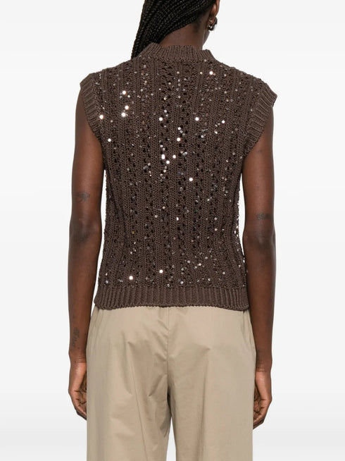 sequin-embellished vest