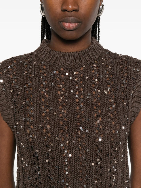 sequin-embellished vest