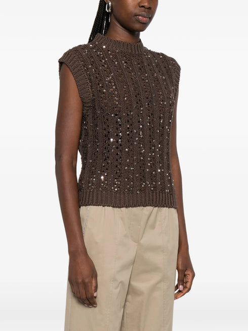 sequin-embellished vest