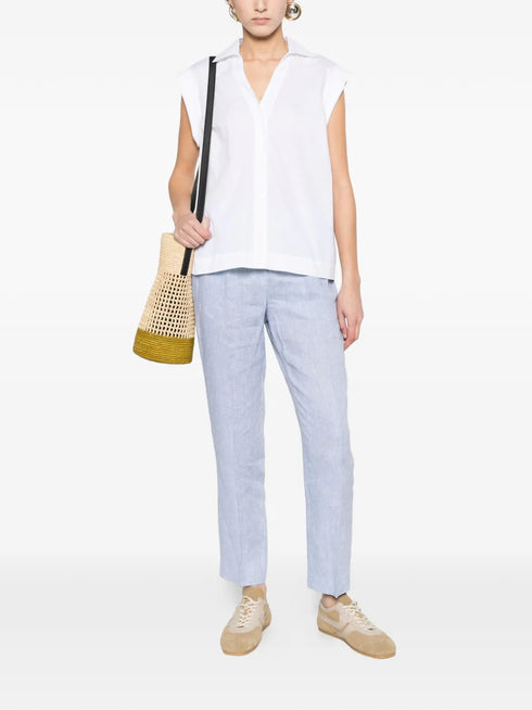 blue tapered trousers