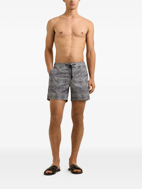 Bulldog drawcord patterned swim shorts