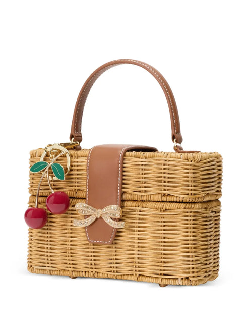 bow-detail cherry-charm tote bag