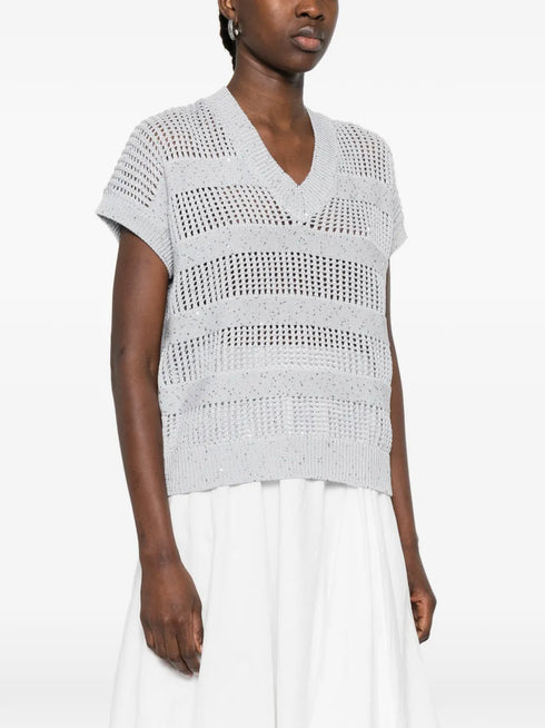 sequin-embellished V-neck sweater