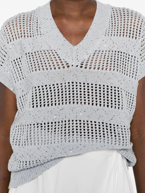 sequin-embellished V-neck sweater