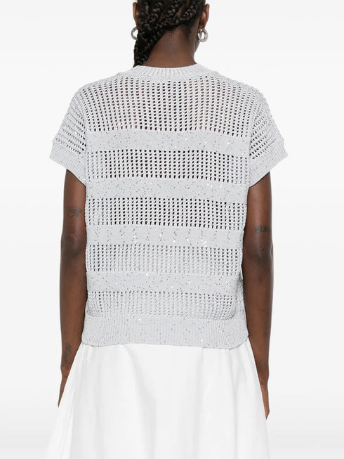 sequin-embellished V-neck sweater