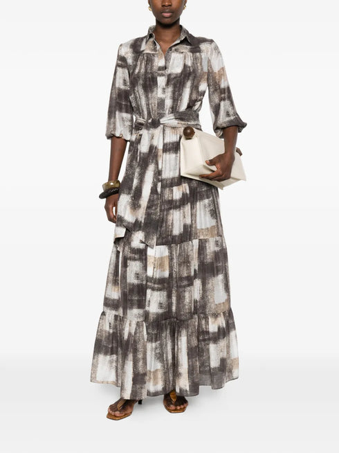 tie-waist tiered maxi dress