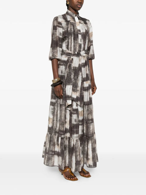 tie-waist tiered maxi dress