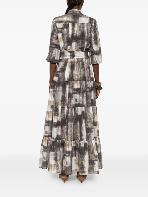 tie-waist tiered maxi dress