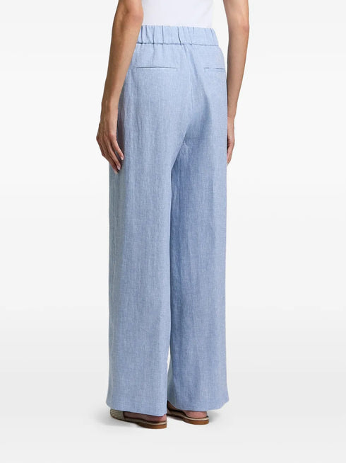 elasticated-waistband wide-leg trousers