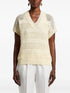 V-neck open knit top