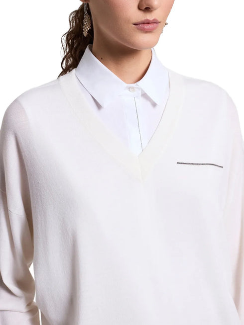 V-neck pocket sweater