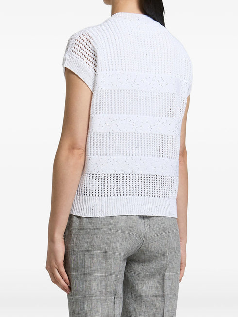 sequin-embellished open-knit sweater
