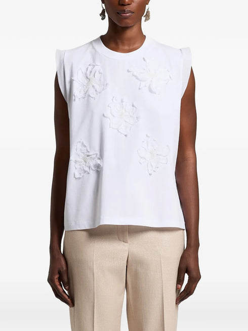 floral-appliqué top