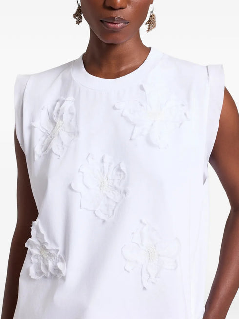 floral-appliqué top