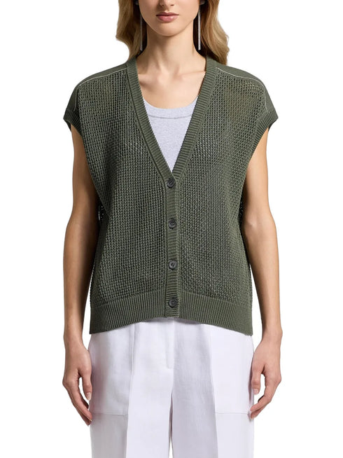 button V-neck knitted vest
