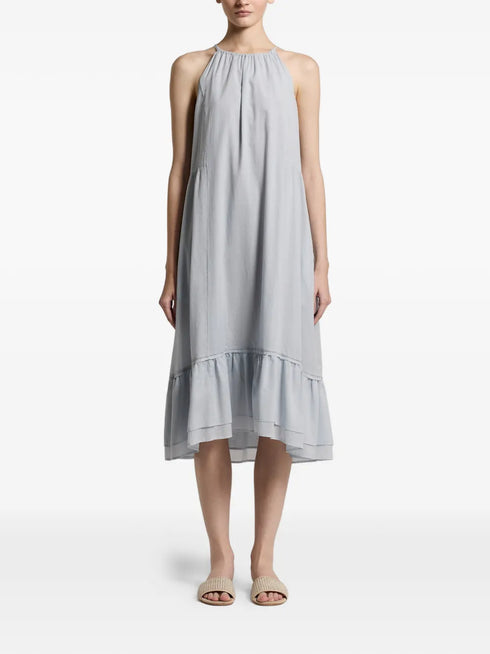 ruffled-hem halterneck midi dress