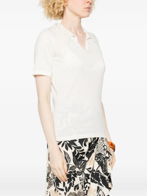 V-neck lace-detail top