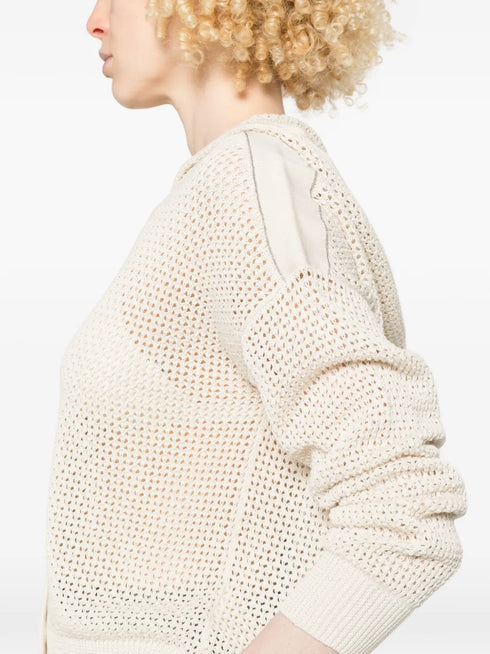 open-knit hooded cardigan