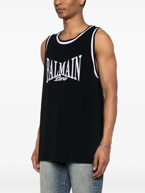 logo-embroidered tank top