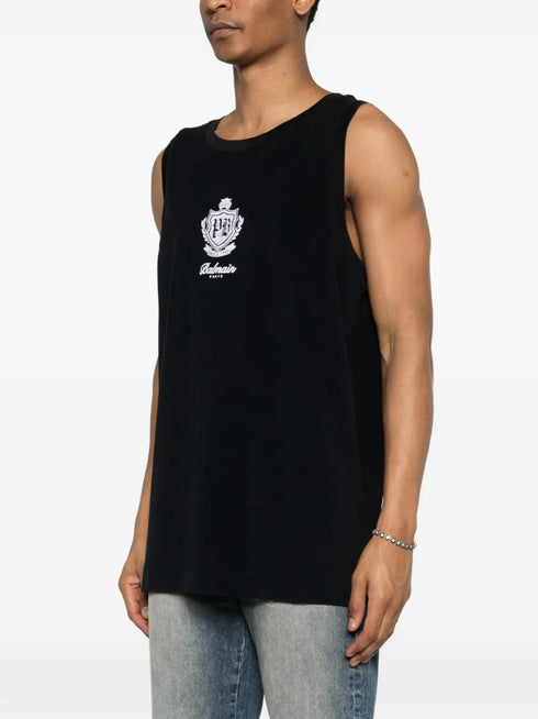 logo-embroidered tank top