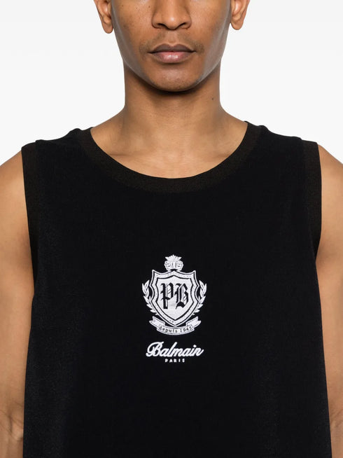 logo-embroidered tank top