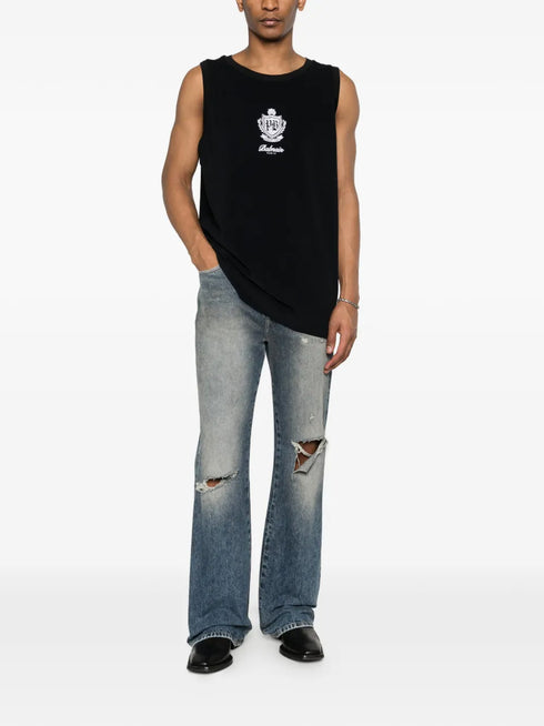 logo-embroidered tank top