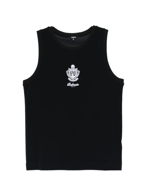 logo-embroidered tank top