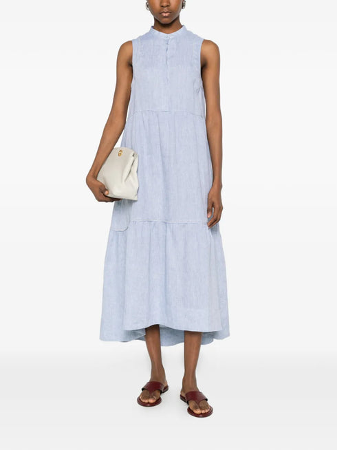 tiered sleeveless midi dress