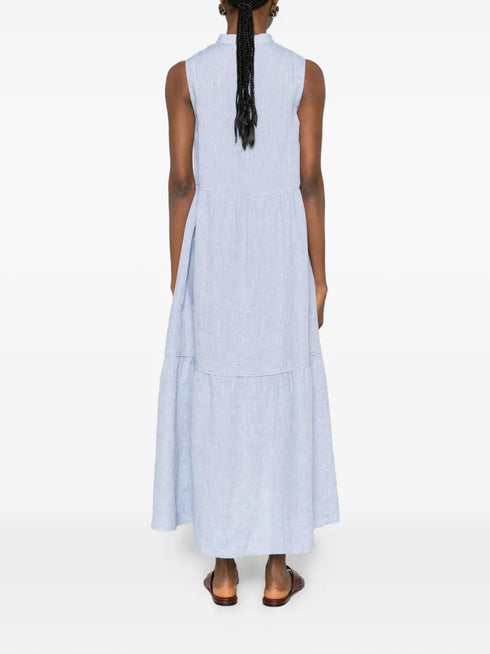 tiered sleeveless midi dress