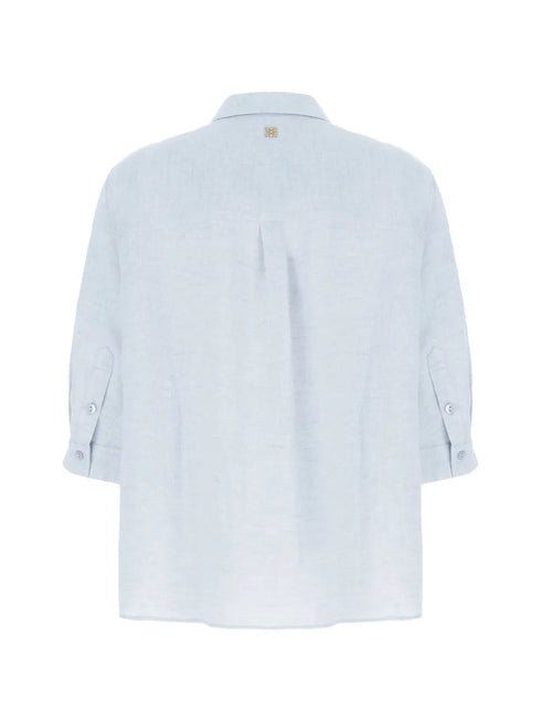 button-up three-quarter sleeve shirt